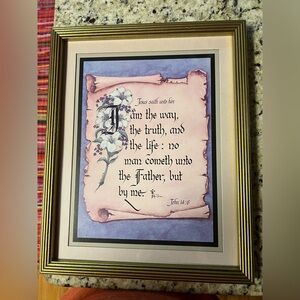 Home Interior Gold Framed Scripture Verse John 14:6 "I Am the Way...." 12" X 15"